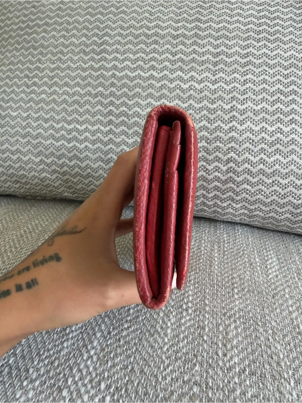 Prada Red Vitello Daino Leather Continental Wallet Gold Logo w/Authenticity Card